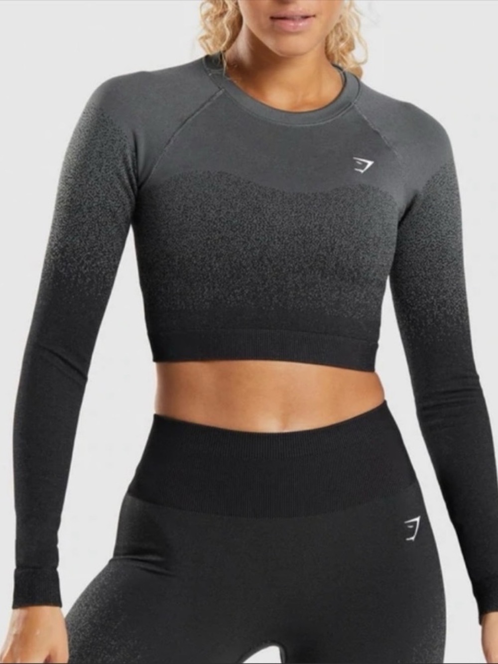 Gymshark Gradient Seamless Long Sleeve Crop Top - Charcoal